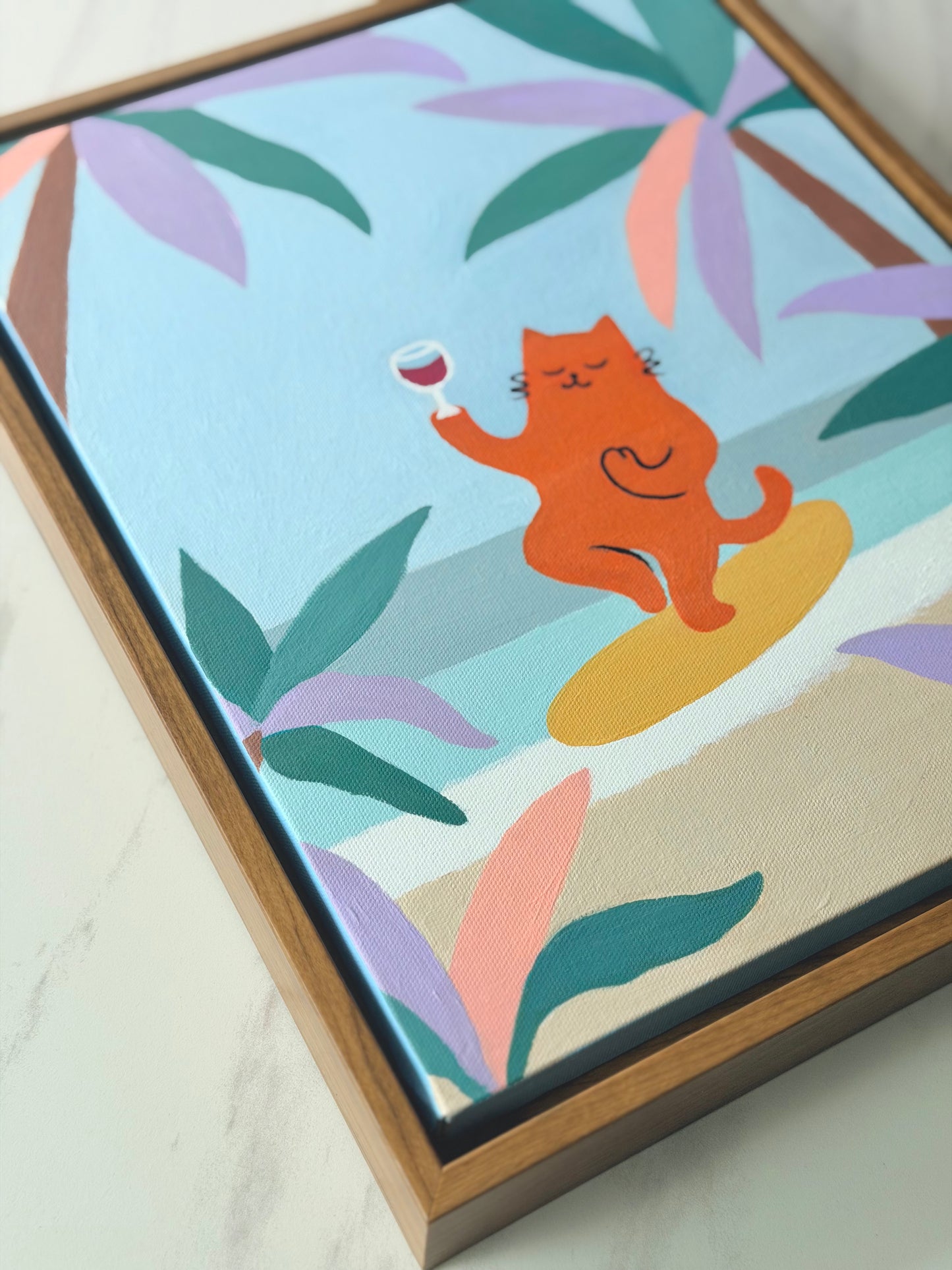 Yoga Cat  — Original Acrylic Painting (11”x14”)