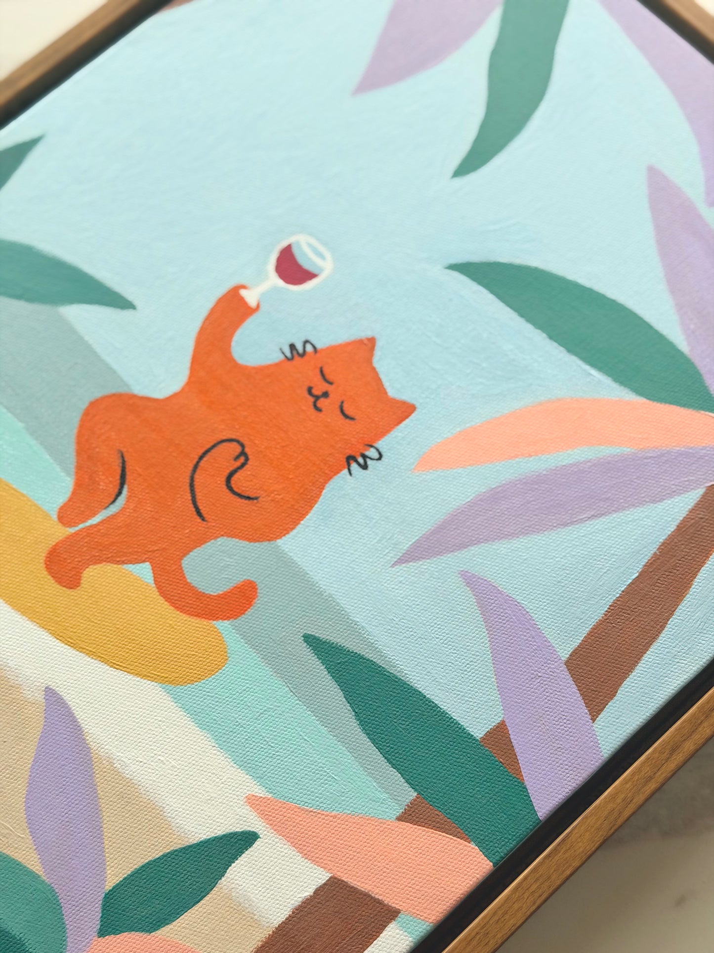 Yoga Cat  — Original Acrylic Painting (11”x14”)