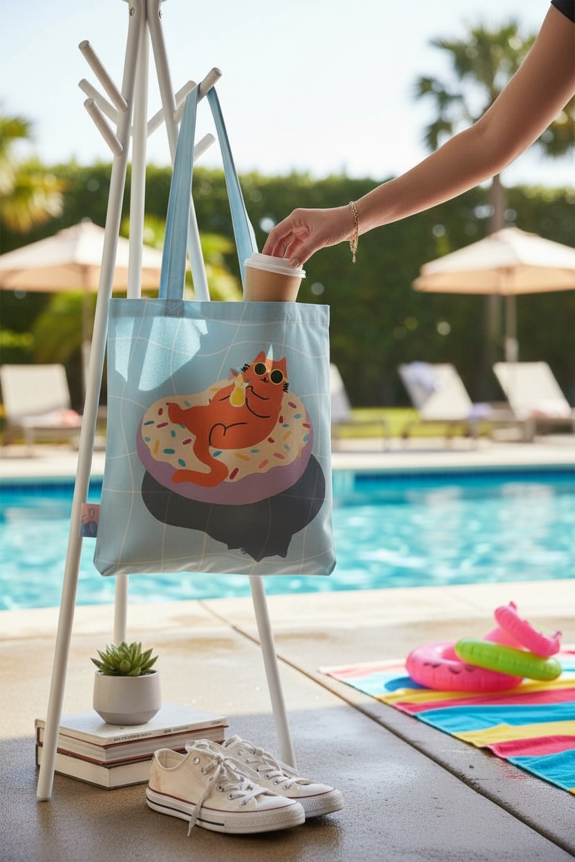 Just Donut Care Tote Bag – Hawaii-Inspired Art Tote for Beach & Everyday Use