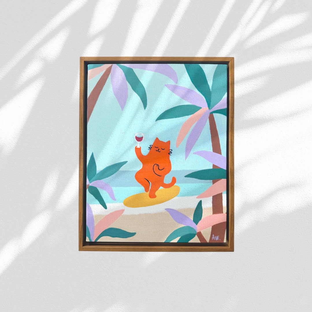 Yoga Cat  — Original Acrylic Painting (11”x14”)