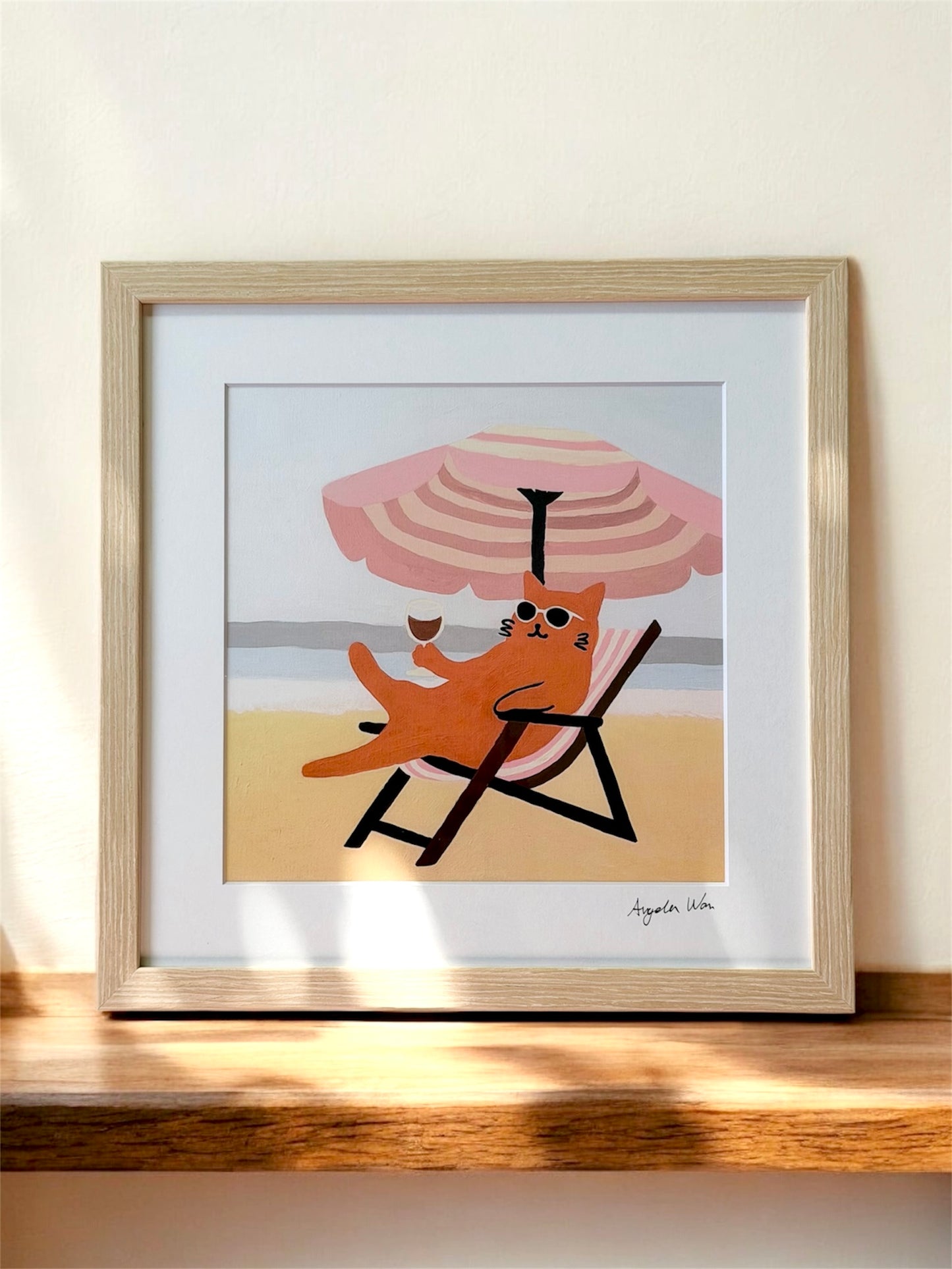 Gallery Framed Art Print — “Laying on the Beach” (12×12)