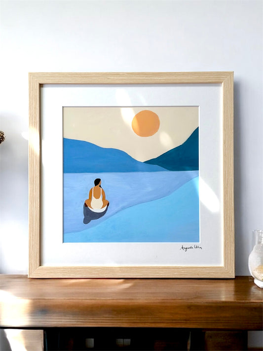 Gallery Framed Art Print — “Serene Blue” (12×12)