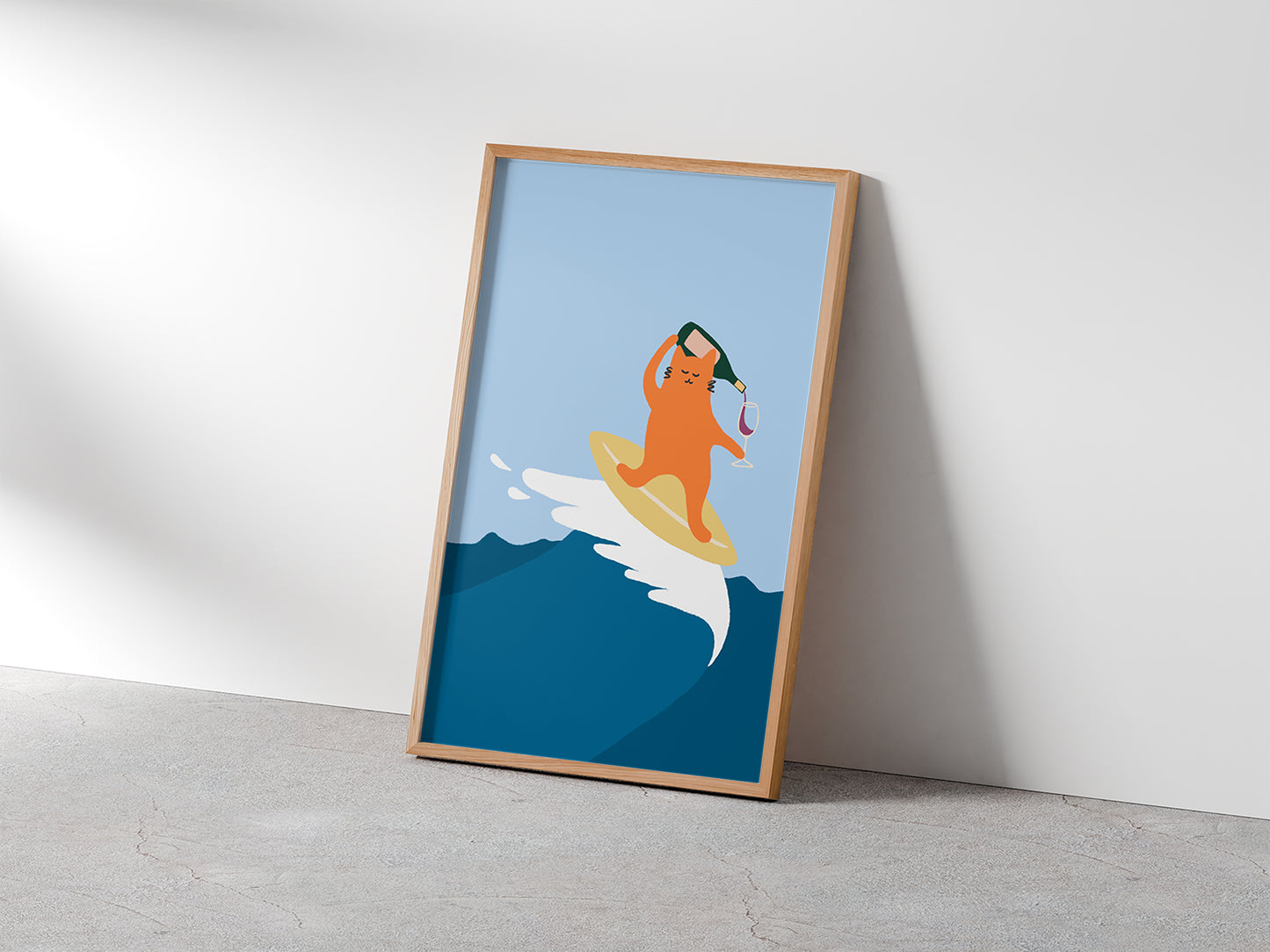 "Drinking and Surfing" Matted Print