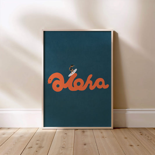 "Riding the Aloha: Her Flow" Matted Print – Inspired by Hawaii