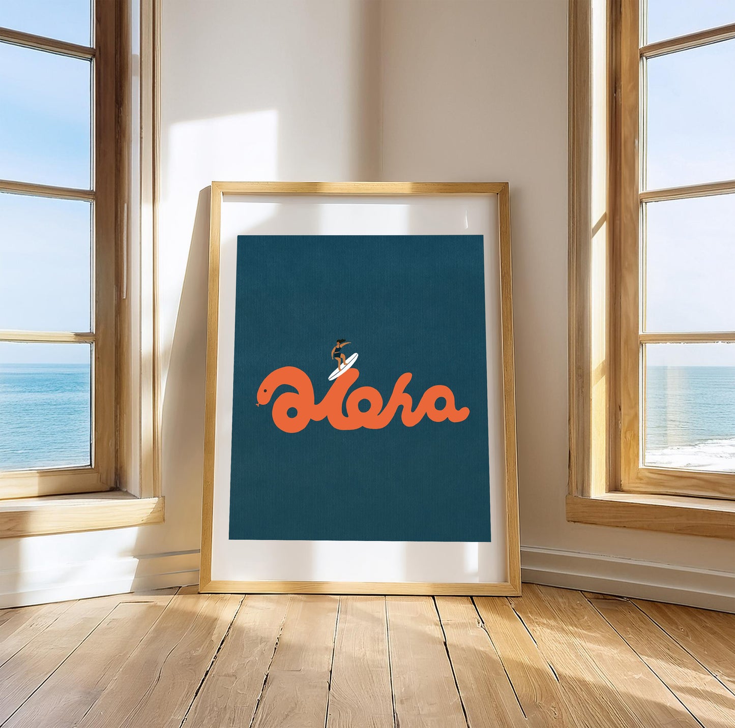 "Riding the Aloha: Her Flow" Matted Print – Inspired by Hawaii