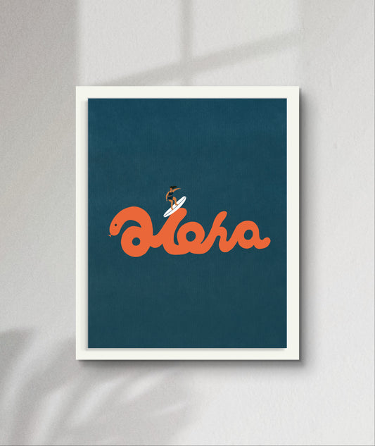 "Riding the Aloha: Her Flow" Matted Print – Inspired by Hawaii