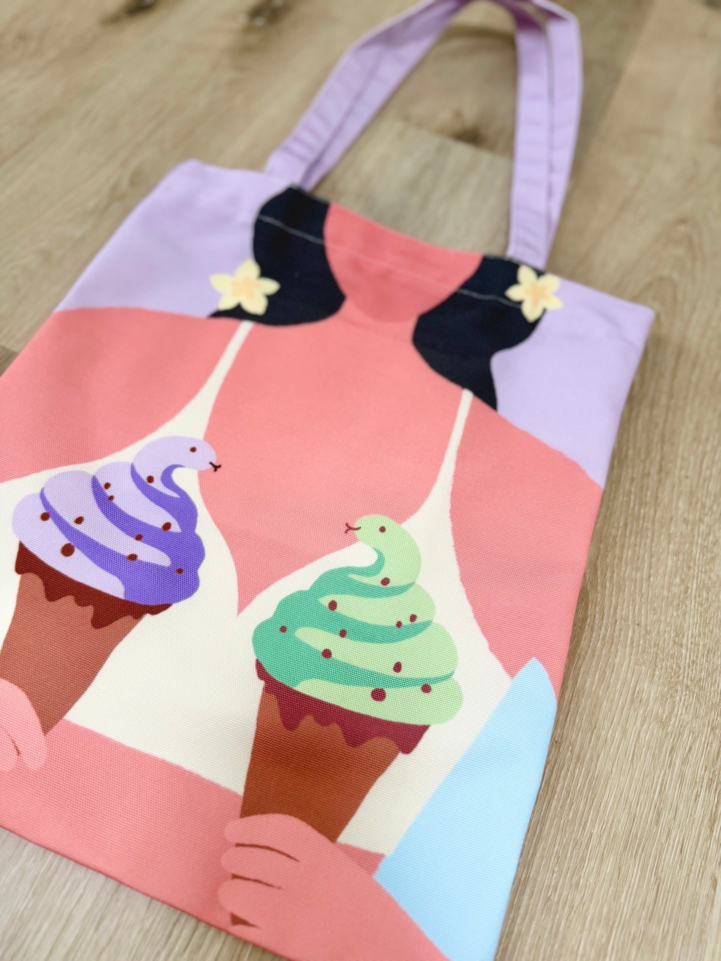 Snake Ice Cream Tote Bag – Playful Art Tote Inspired by Hawaii