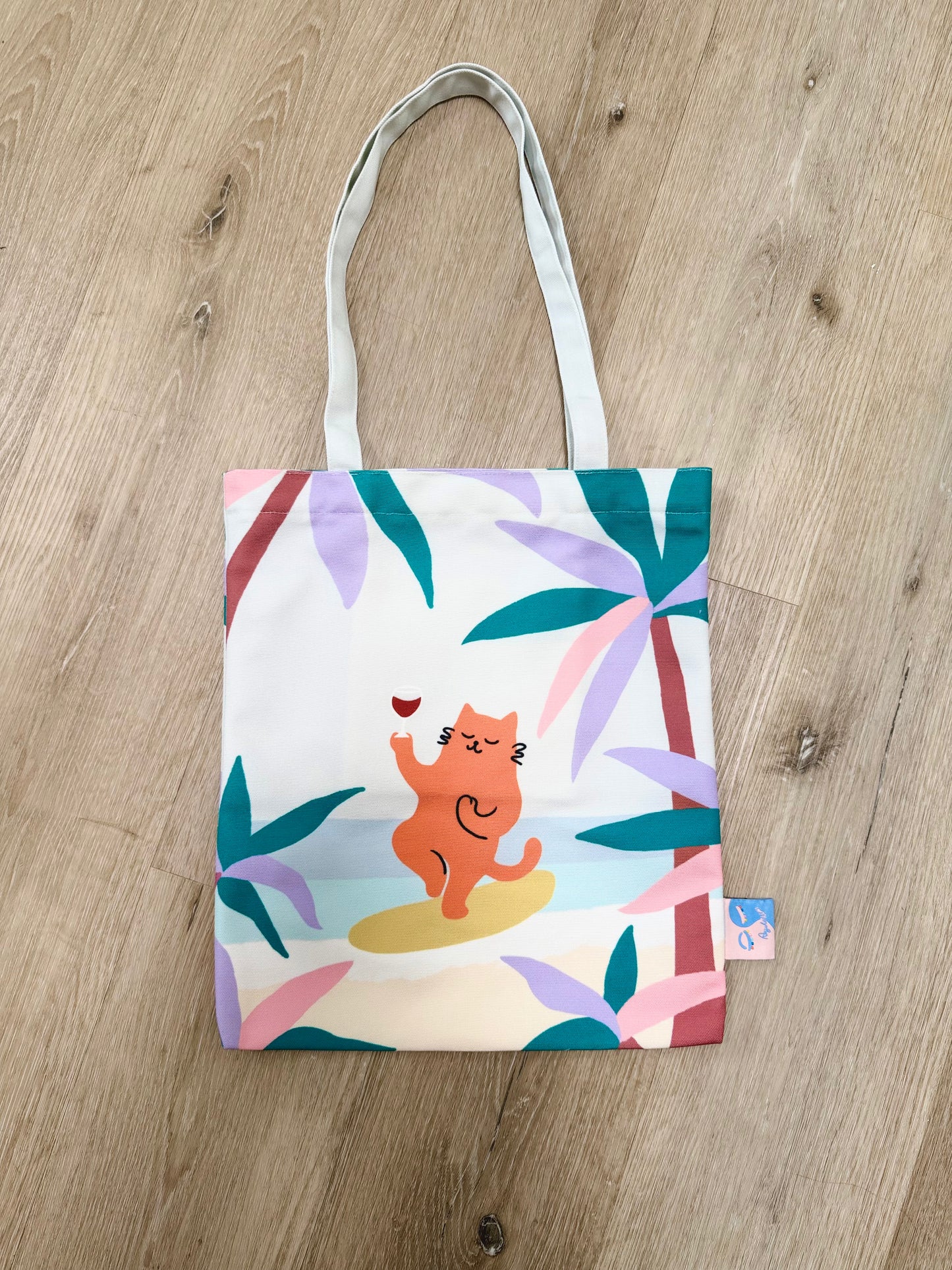 Yoga Cat Tote Bag – Hawaii-Inspired Art Tote for Calm Everyday Living