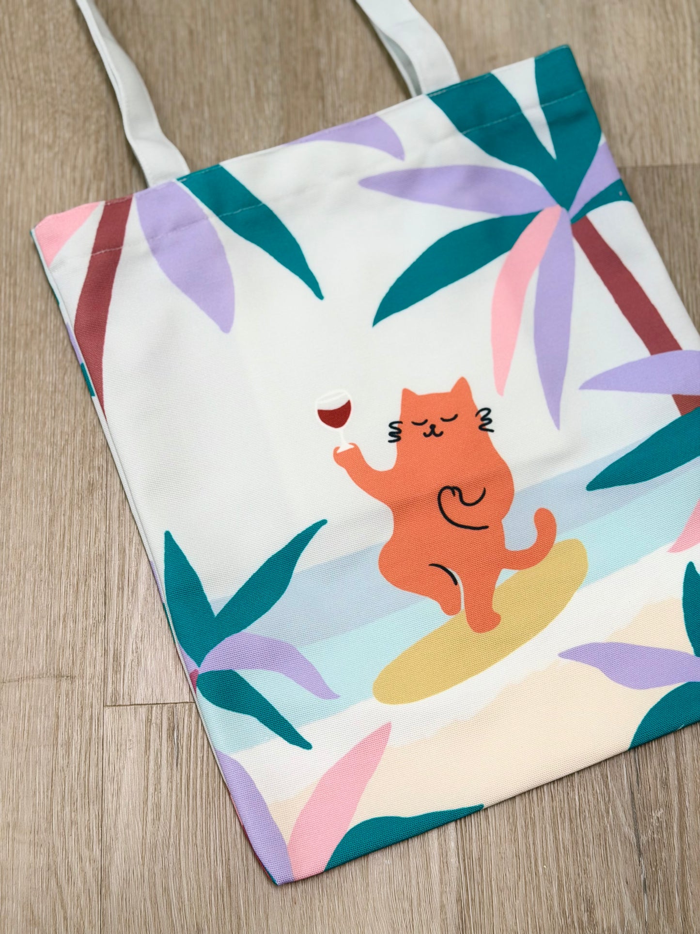 Yoga Cat Tote Bag – Hawaii-Inspired Art Tote for Calm Everyday Living