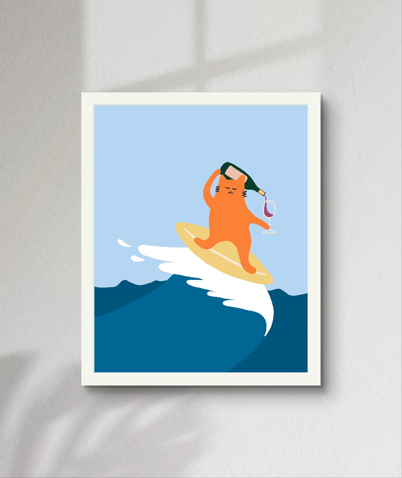 "Drinking and Surfing" Matted Print