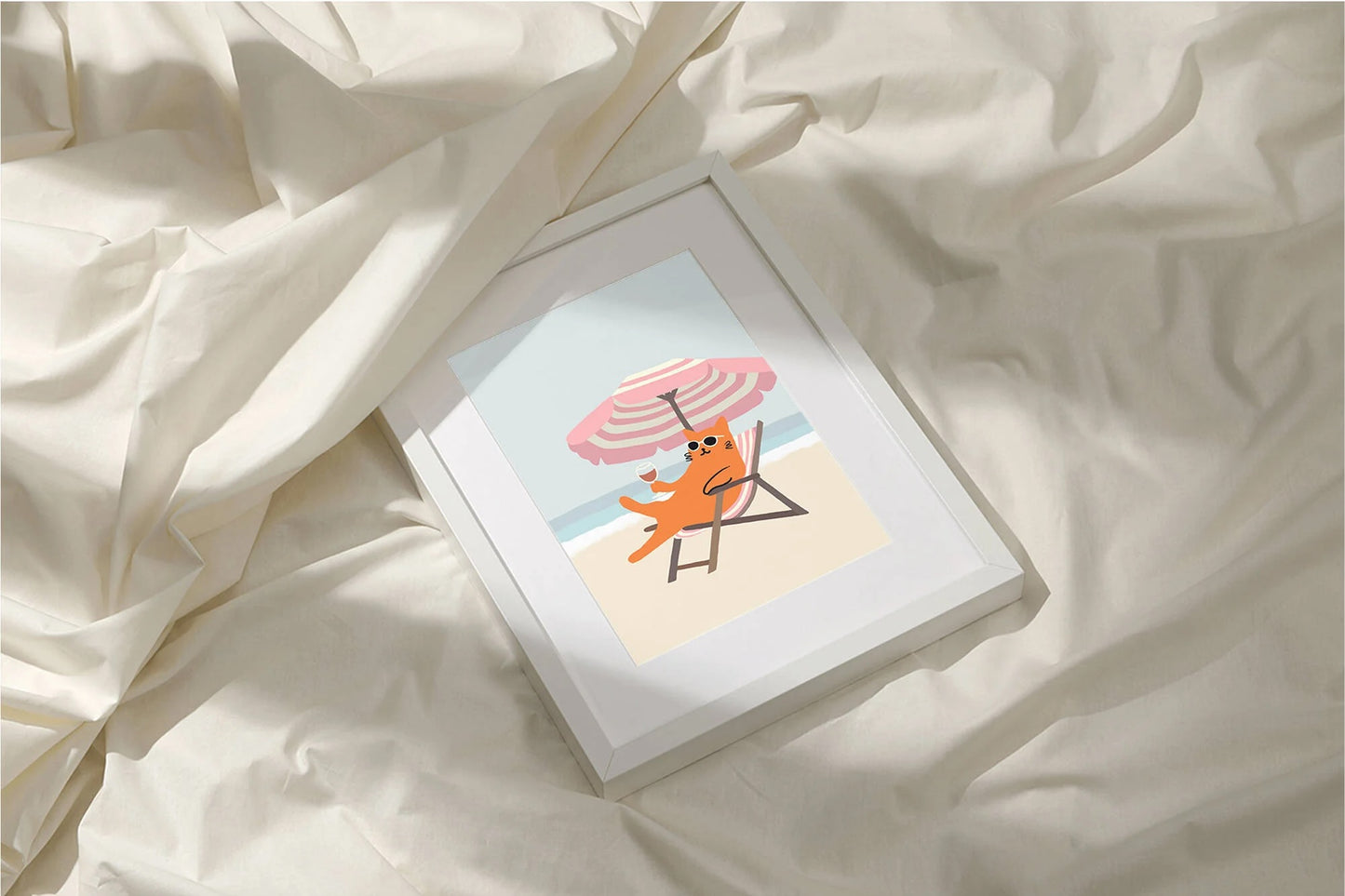 "Laying on the Beach" Matted Print