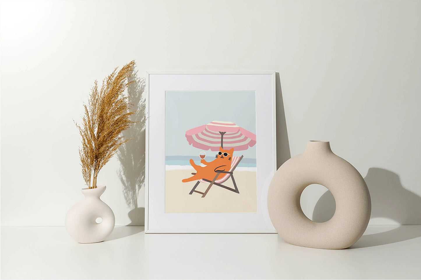 "Laying on the Beach" Matted Print