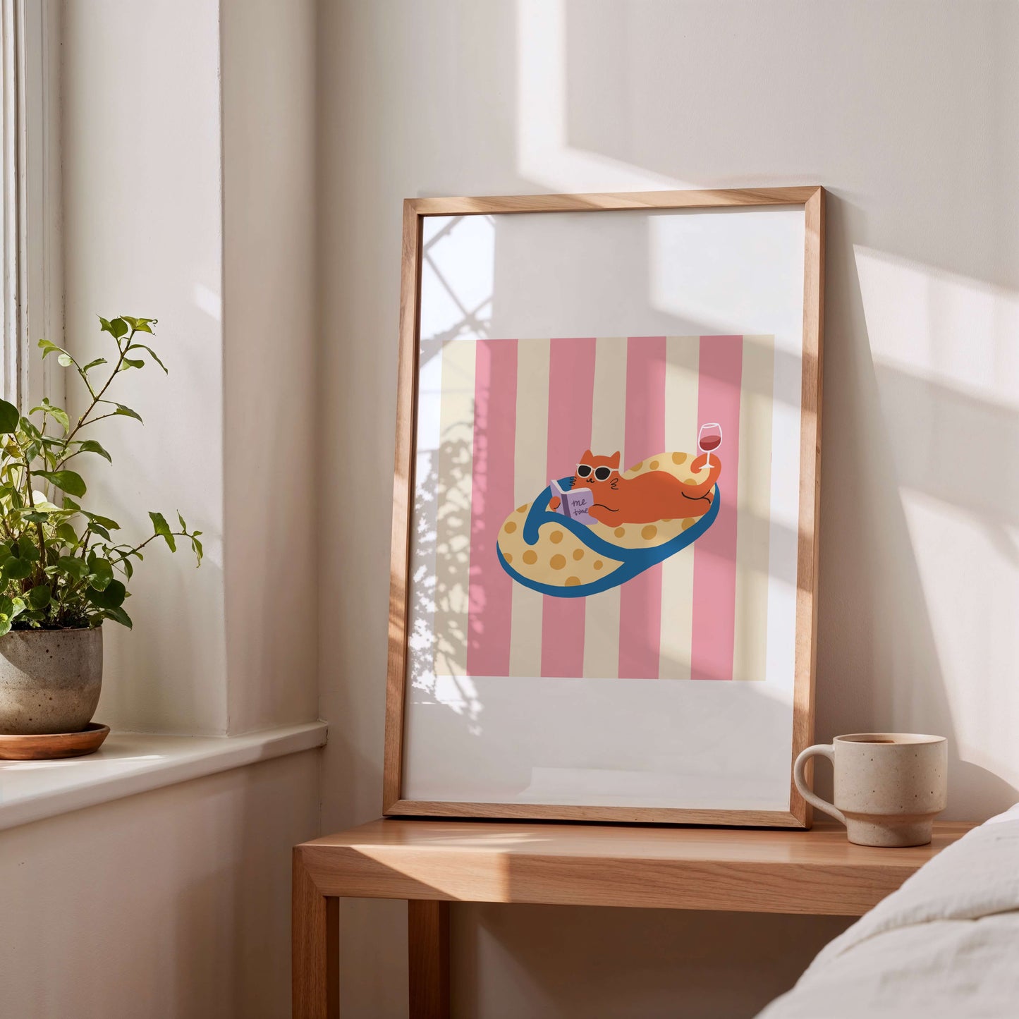 "Me Time – Slipper Life Series" Matted Print with Island Vibes
