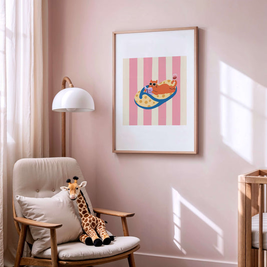 "Me Time – Slipper Life Series" Matted Print with Island Vibes