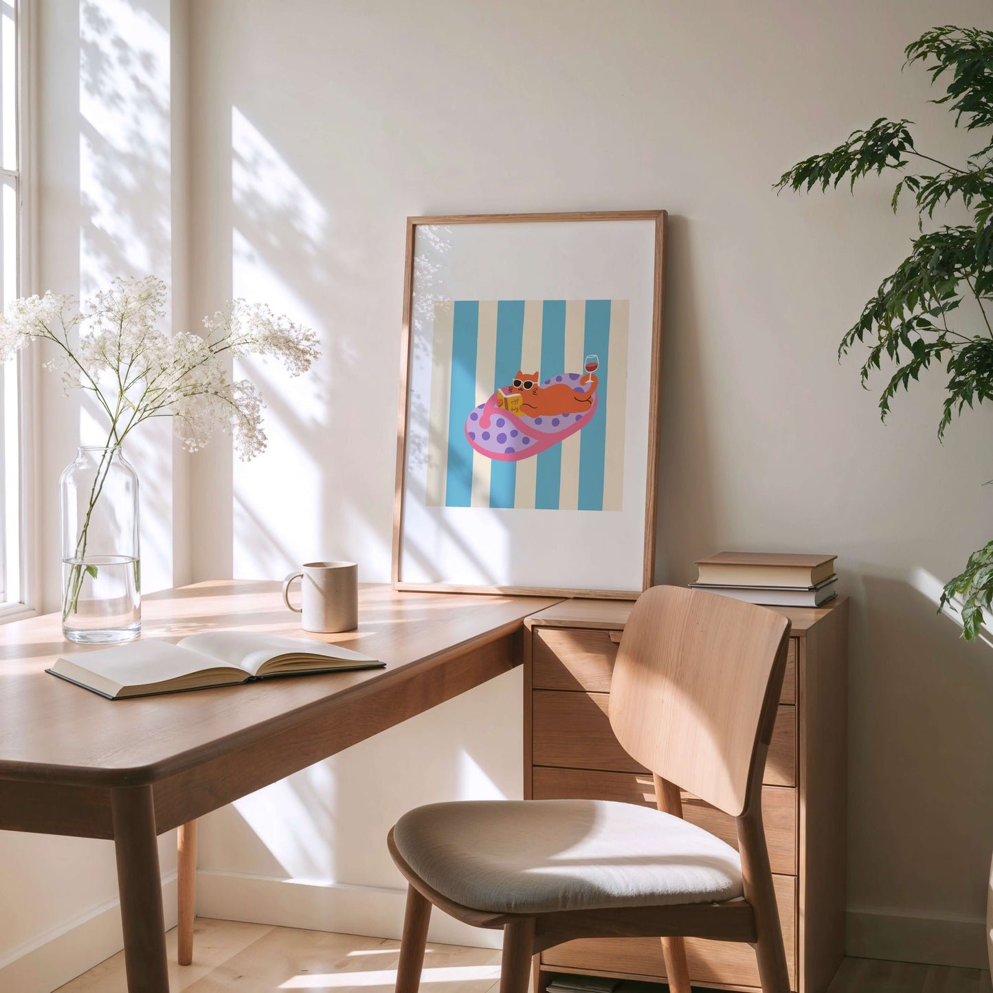 "Off Duty – Slipper Life Series" Matted Print with Island Vibes
