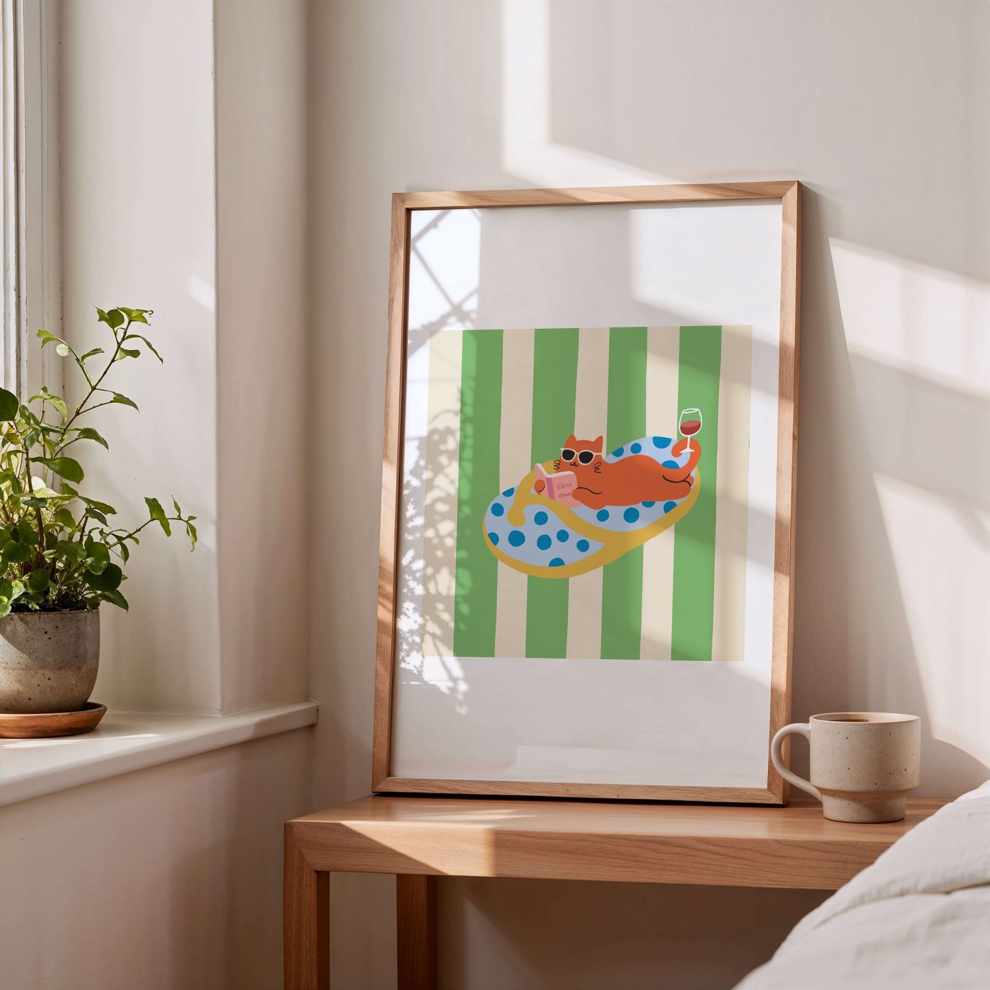 "Slow Down – Slipper Life Series" Matted Print with Island Vibes