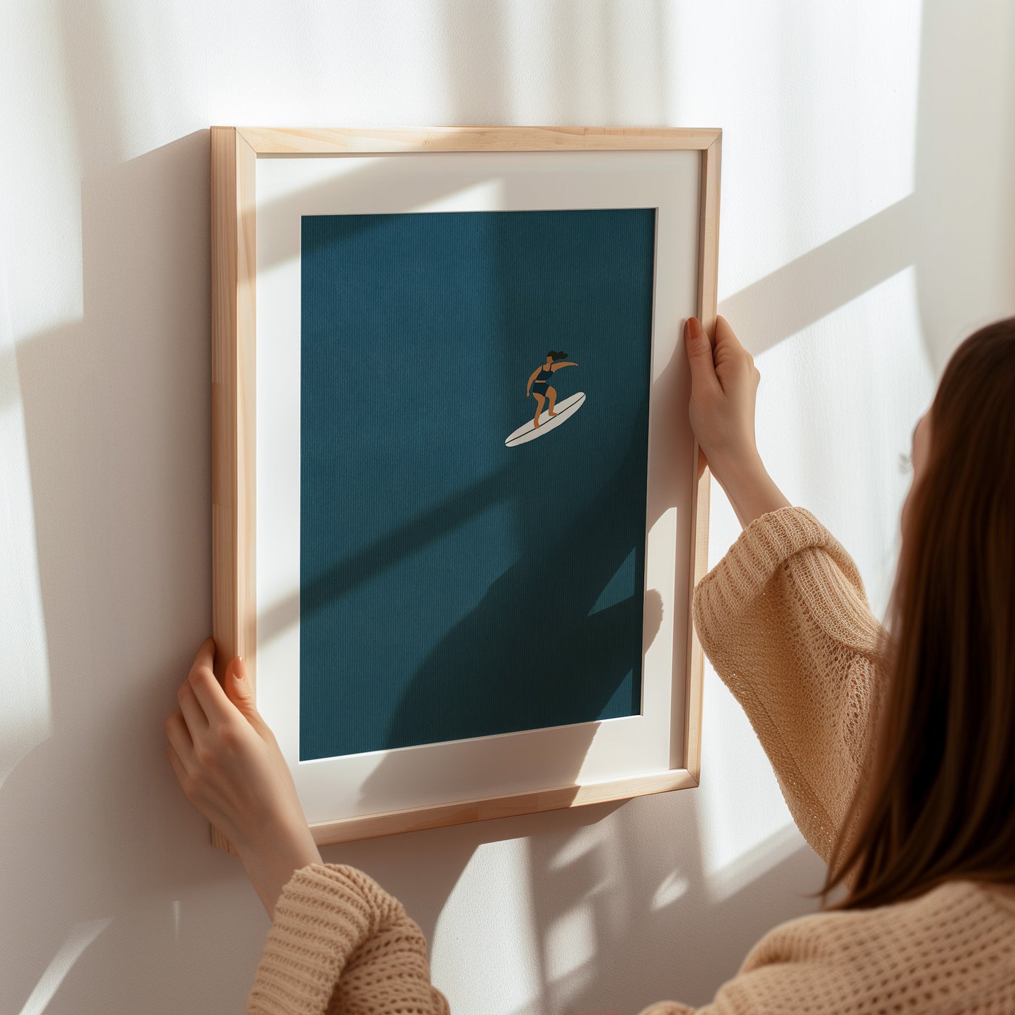 “Surfing Girl” Matted Print – Inspired by Hawaii