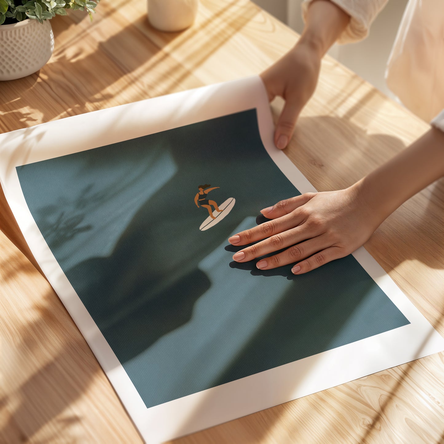 “Surfing Girl” Matted Print – Inspired by Hawaii