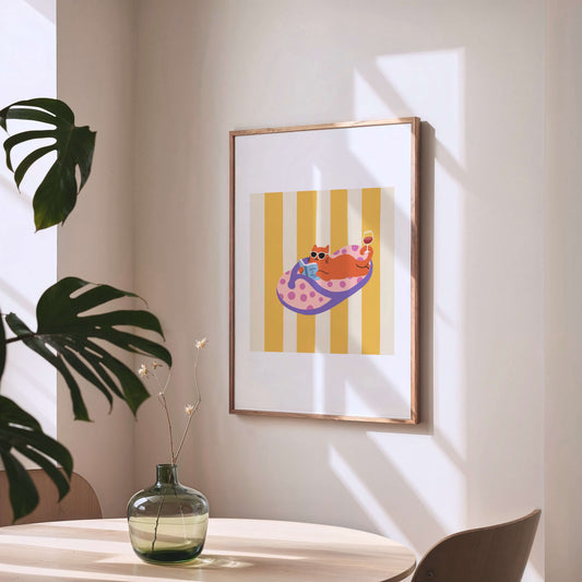 "Take It Easy – Slipper Life Series" Matted Print with Island Vibes