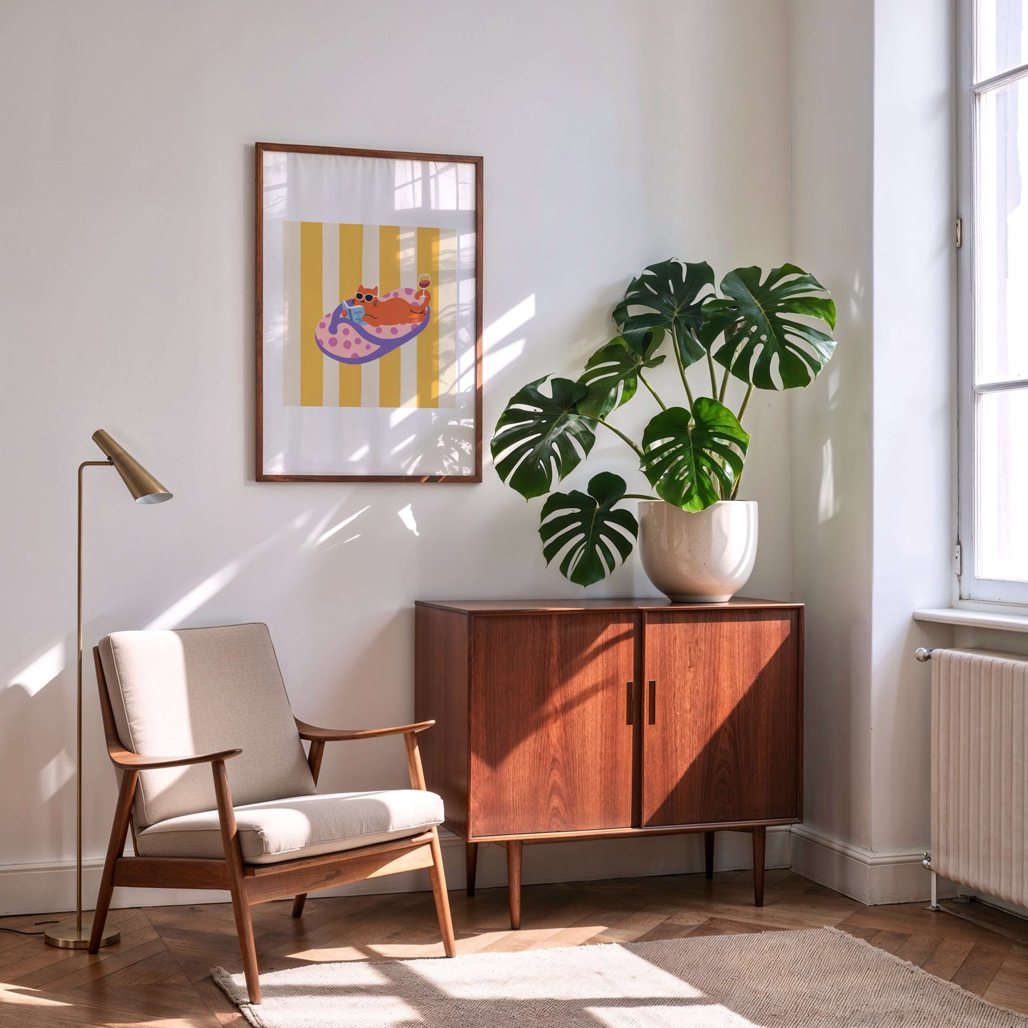 "Take It Easy – Slipper Life Series" Matted Print with Island Vibes