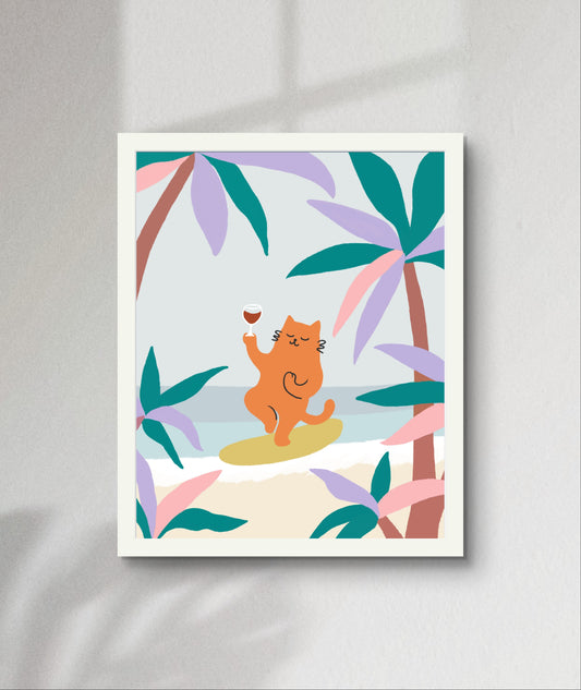 "Yoga Cat" Matted Print